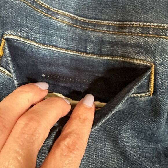 Prana Blue Button Fly Fitted Classic Denim Jean Pencil Skirt Women Sz 0 - Picture 8 of 10